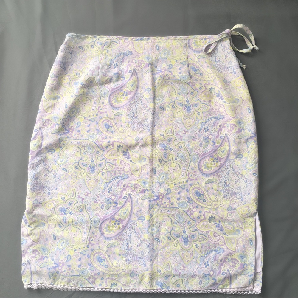 Green and purple Paisley print skirt